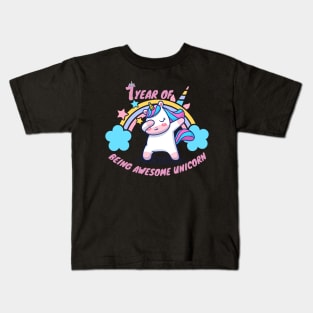 1 year of being awesome unicorn Kids T-Shirt